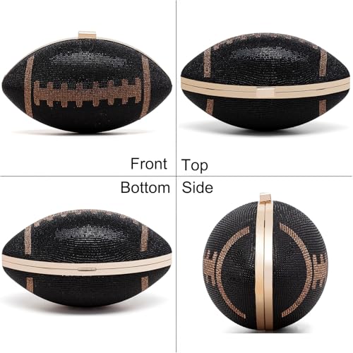 Image of Women Rhinestone Football Shaped Handbag Chain Crossbody Shoulder Bag Football Purse | Rugby, Unique, Novelty, Football