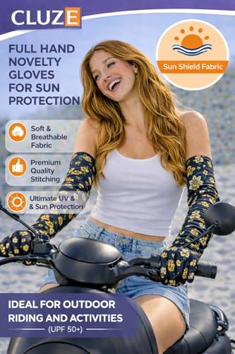 Image of Women's Driving Gloves, Printed Cotton Full Hand Summer Gloves for Protection from Sun Burn /Heat /Pollution (Pack of 1 Pair)