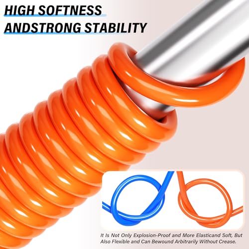 Image of TAILONZ PNEUMATIC Orange 1 /4 Inch OD 10 Meter 32.8ft PU Polyurethane Air Tubing Kit Pipe Hose Air Line Tubing Air Hose Fittings Push to Connect Fittings(27PCS)