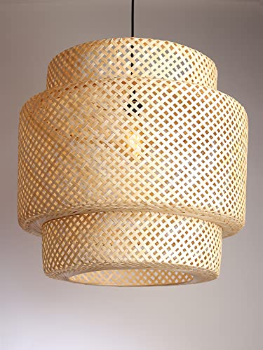 Image of Habere India-All the Cultures Fabricating India Bamboo Lamp shade | Pendant Lamps | Cane Lampshade | Rattan Lamp Shade | Wicker Lampshade (Diameter 50 CM, Height 50 CM)
