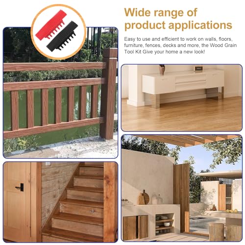 eROOSY 8 Stück Gummi Holzmaserung Werkzeug und 3 Stück Farbpinsel, Malwerkzeug für Holzmaserung, Malwerkzeug für Texturen, Holzmaserungs Malmuster Werkzeug für DIY Wand Raumdekoration