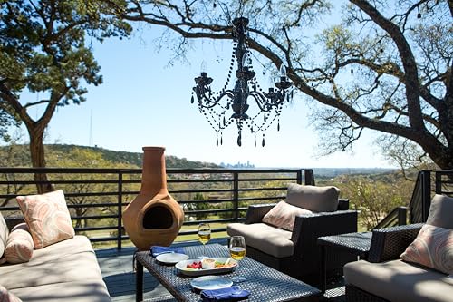 Image of Outdoor 12V Plug-in 6-Light Crystal Chandelier, Black