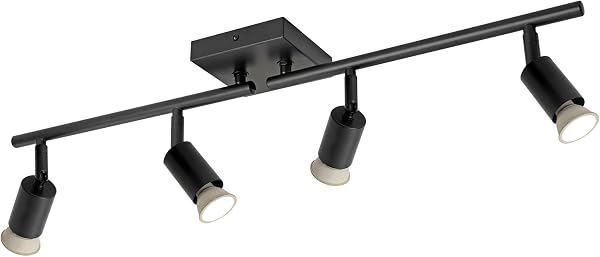 SEEBLEN 4-Light LED Track Lighting Kit,Black Track Lighting with Rotatable Light Heads,Directional Kitchen Ceiling Light for Kitchen Dining Room Hallway Closet Bedroom. - 1