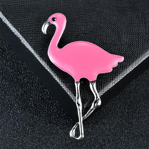Image of Flamingo Brooch Pin for Women Pink Enamel Lapel Pin Lucky Bird Animal Corsage Badge Pins Accessories Jewelry for Cloth Dress Christmas