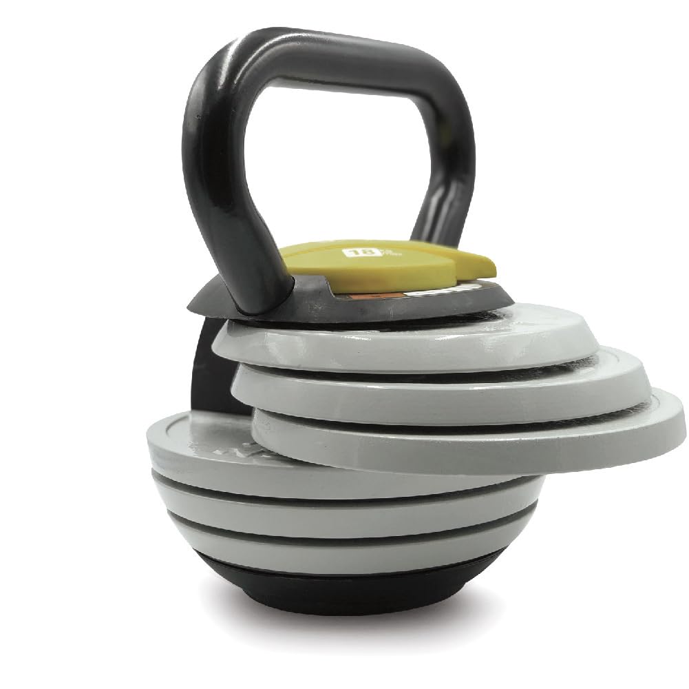 HxG.Kettlebell Ajustable o Pesa Rusa de 2,5kg a 18 kg de Carga y peso Variable con discos, Juego de pesas rusas, Campana con pesos entrenamiento de fuerza crosstraining