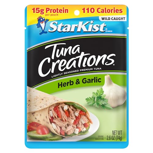 StarKist Tuna Creations Herb and Garlic Pouch (2.6 oz - 1 Pack) Wild Caught, High Protein Shelf Stable Seafood, No Draining, Ready to Eat for Salads and Sandwiches