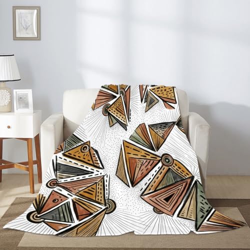 Jeté de lit triangles géométriques grand plaid canapé fourrure moderne