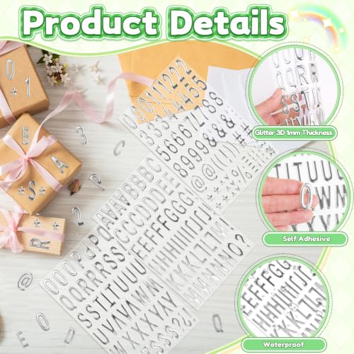 180 Pcs Silver Letter Stickers, Foam Alphabet Number Stickers 1 Inch, Self-Adhesive 3D Puffy Sticker Letters for Graduation Cap Scrapbooking DIY Crafts Gift Greeting Cards Signs Party Decor (3 Sheets) - Image 3
