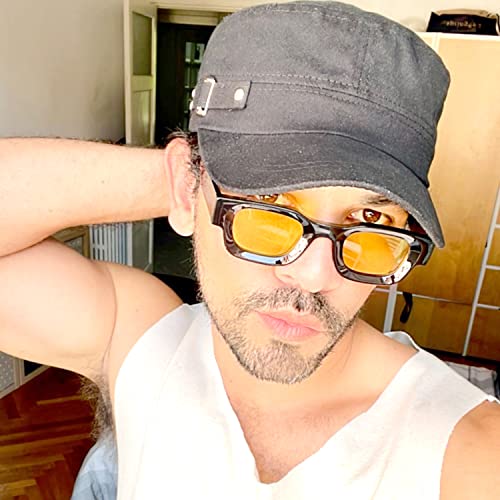 Image of EYLRIM Thick Square Frame Sunglasses for Women Men Chunky Rectangle Polarized Sunglasses UV400 Protection