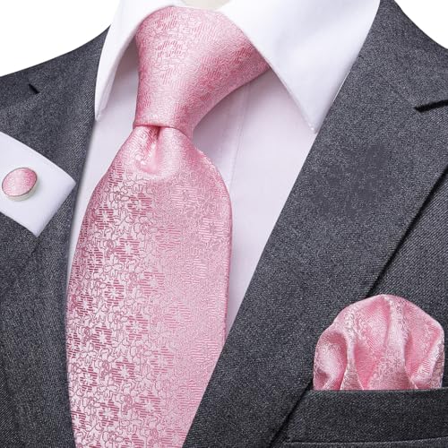 Image of Dubulle Mens Tie Set Solid Paisley Silk Striped Necktie for Men with Cufflinks Tie and Pocket Square