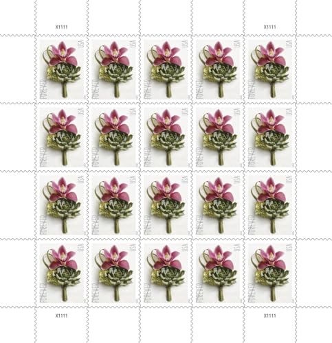 USPS Contemporary Boutonniere Sheet of 20 Forever Postage Wedding Stamps Scott 5457