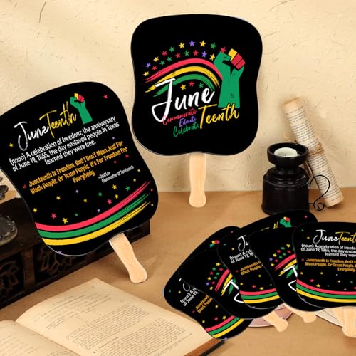 Image of Juneteenth Paper Hand Fan Freedom Day Fan Hand Celebrating Happy Juneteenth Day Classroom School African Afro American Festival Celebration Supplies June 19th