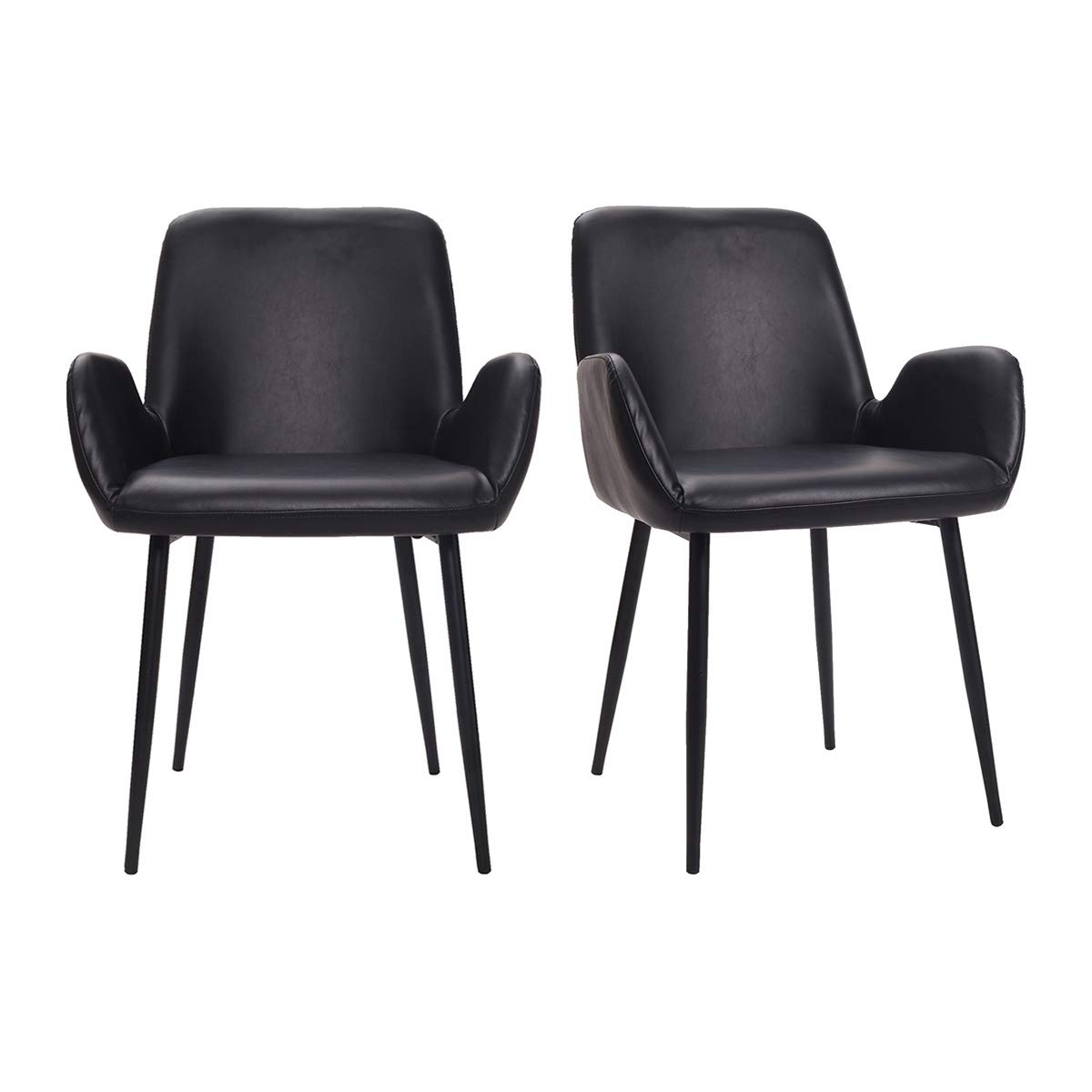 Miliboo Sillones Vintage Negros con Patas Metal Negro (Lote de 2) TIKA