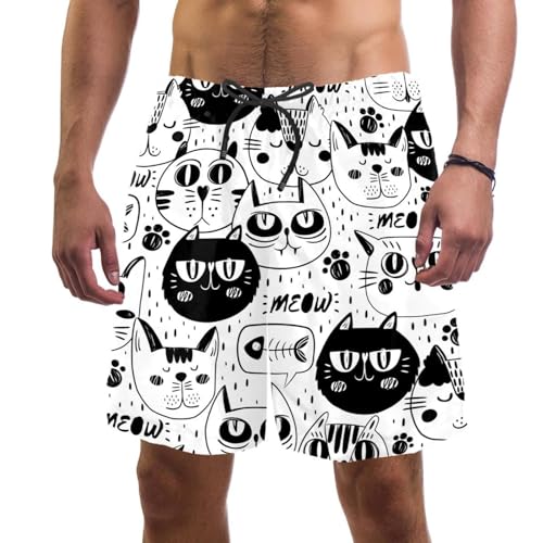 Pantalon court de plage motif chat pour les vacances d'été