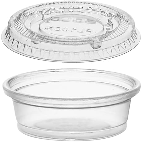 Tezzorio 100-Pack 0.5-Ounce Translucent Plastic Portion Containers with Lids
