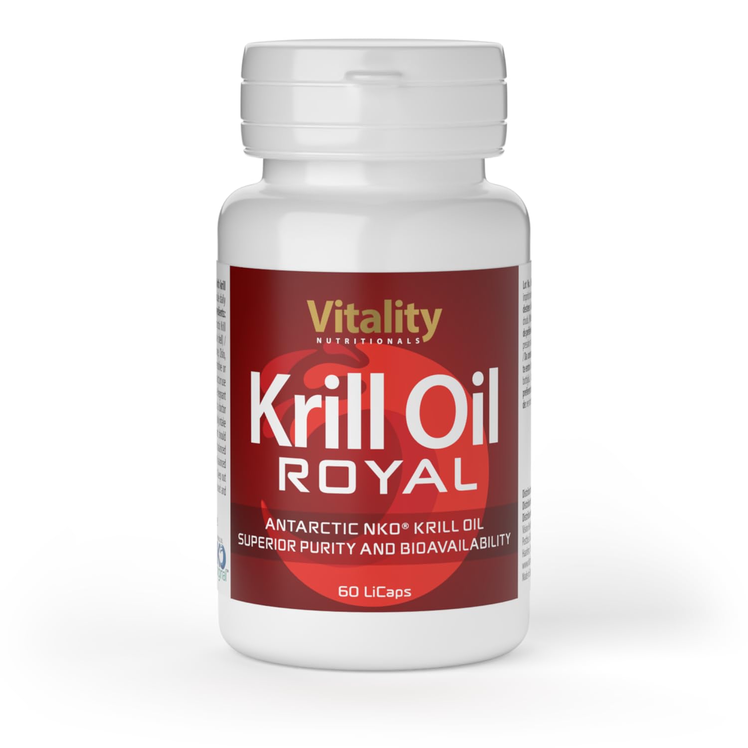 Omega 3 Kapseln Hochdosiert aus Krill Öl mit DHA + EPA + Astaxanthin (60 Stk), Krill aus nachhaltigem Wildfang, Krill Öl Hochdosiert, Krillöl Royal Vitality Nutritionals by VitaminExpress