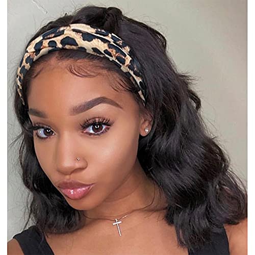 Nnzes Headband Wig for Women Black Wavy Wigs with Headband Attached Synthetic Curly Headband Wigs for Women Synthetic Wavy Wig for Daily Party Wear Curly Headband Wigs Girl's Hair Easy to Wear