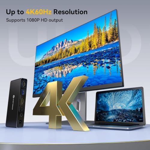 KVM 스위치 1 모니터 2 컴퓨터, 4K@60Hz USB-C HDMI KVM 스위치 — 사진 5
