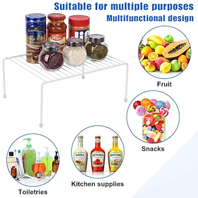 Steel Metal Kitchen Cabinet Storage Shelf Rack, White, 13.1 x 10.2 Inch, 2