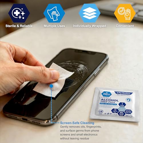Image of MED PRIDE Sterile Alcohol Prep Pads, 70% Isopropyl, 2-Ply, 200-Count Pack