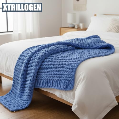 Xtrillogen Chenille Wolle Himmelblau 4x100g – Bild 5