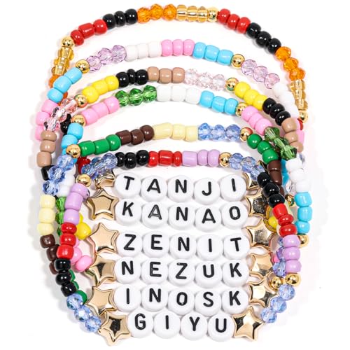 AICase for Demon Merch Slayer Gifts Inspired Bracelets 6 Pcs Stackable Stretch Beaded...