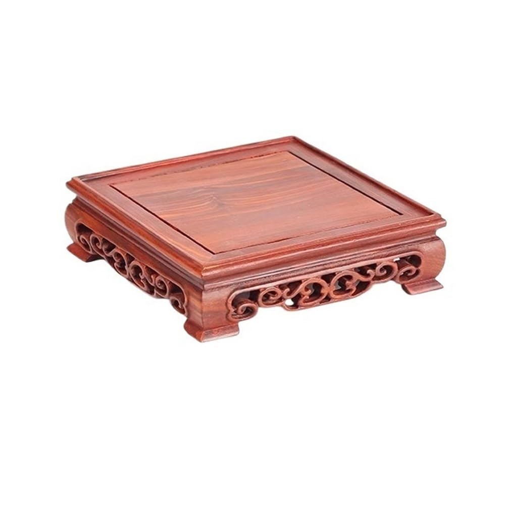 V2t9R4m7 Bonsai pot stand Rosewood Square Carving Display Pedestal, Home Office Decoration for Vase Teapot Bonsai display stand(Medium)