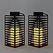 Flameless Black Candle Lanterns with Warm White LEDs, Metal Slat Design, Timer Option and Batteries Included - Set of 2