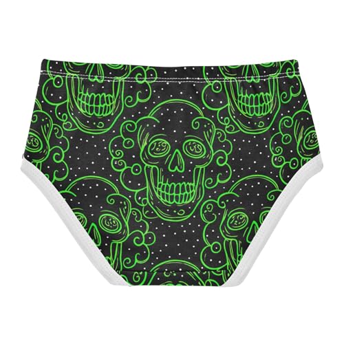 Bright Green Skulls White Spots Girls Underwear Toddler 2t Cotton Little Girl Panties Fun Briefs Underpants2