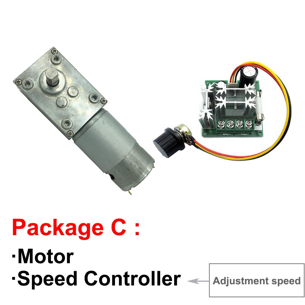 12-V-24-V-Hochleistungs-Gleichstrom-Schneckengetriebemotoren mit hohem Drehmoment und hoher Drehzahl im Gleichstrommotor mit selbsthemmender einstellbarer Drehzahl von 12 bis 470 U/min ( Size : 12v 47