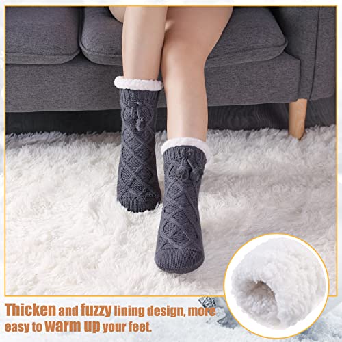 Yebing Womens Non Slip Slipper Socks Winter Warm Soft Cozy Fuzzy Fleece-lined Grippers Home Socks3