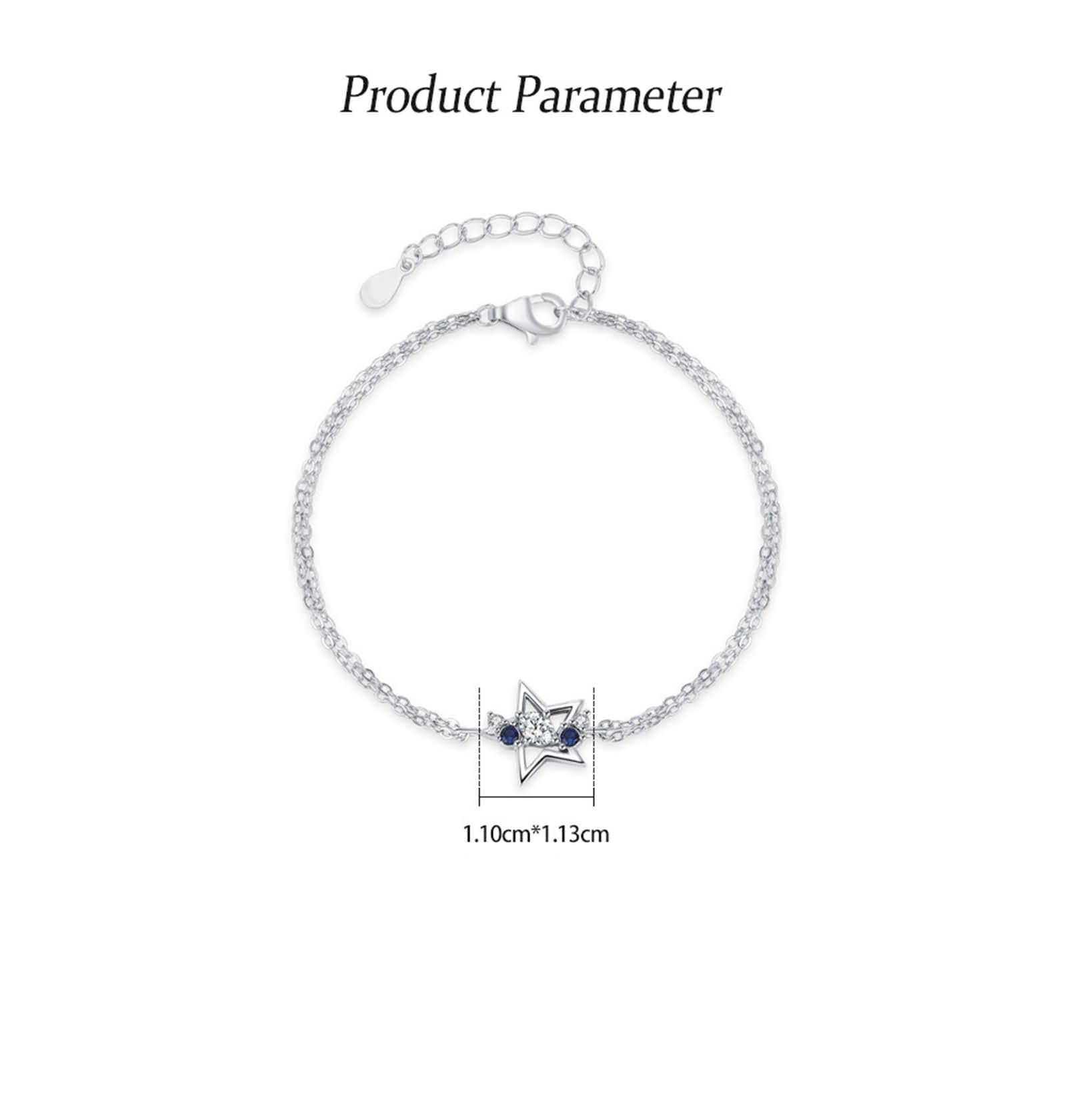 Pulsera de diamantes de doble capa para mujer con diamantes y zafiro, pulseras de oro de 18 quilates con dije de estrella para ella, oro blanco de 9 quilates, 14 y 18 quilates