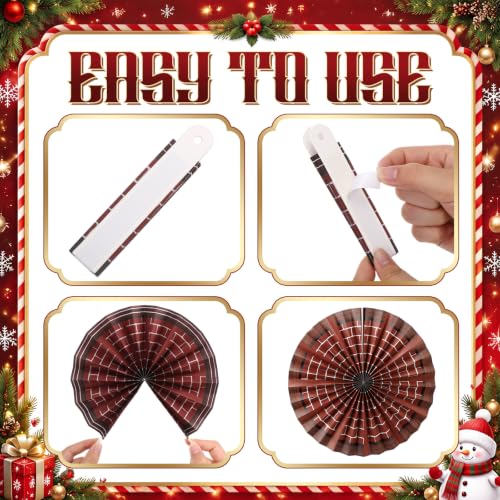 Image of Outus 9 Pcs Western Party Hanging Paper Fans Birthday,Christmas Red Brick