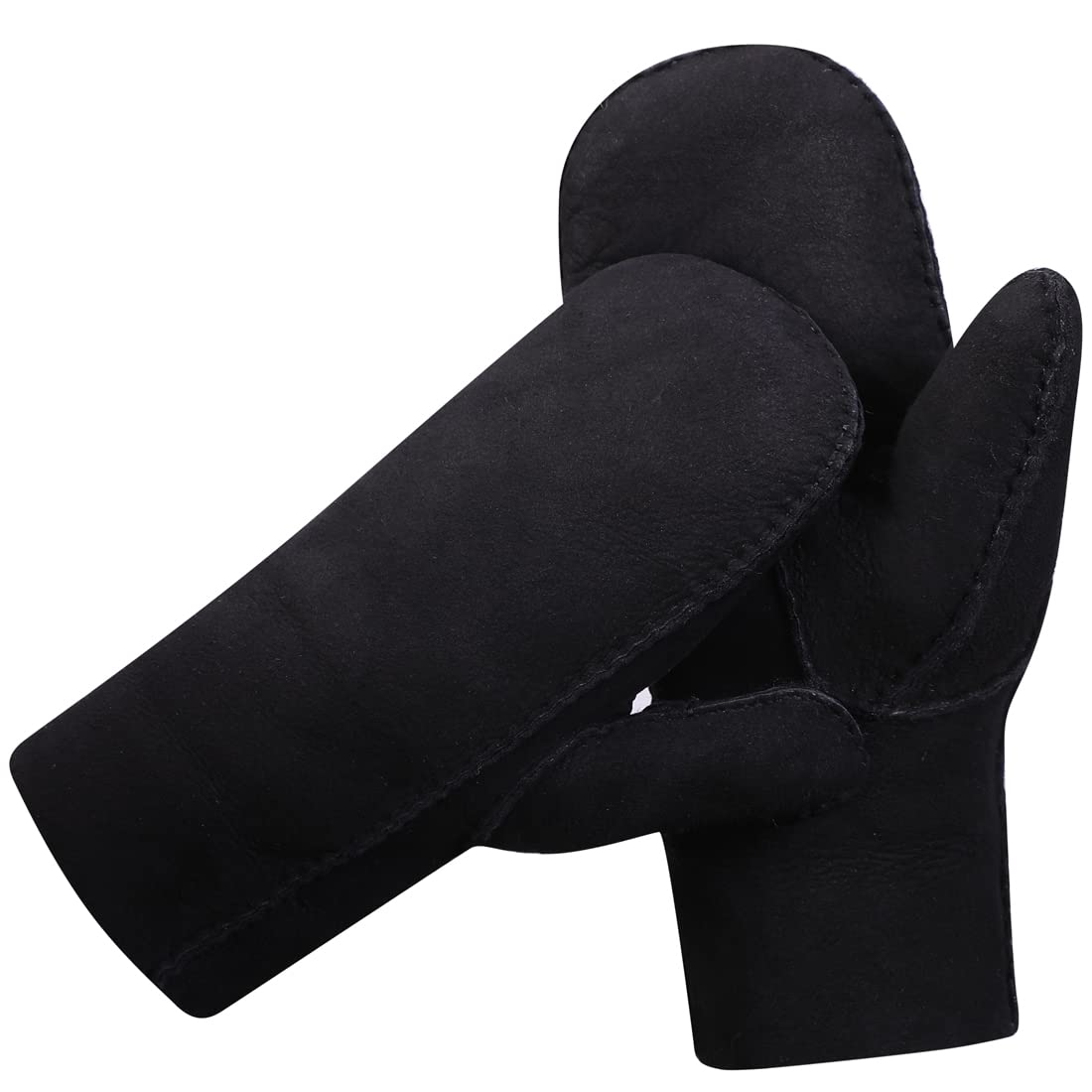 Harssidanzar Guanti in pelle degli uomo,vera pelle scamosciata in pelle di pecora Shearling Guanti in pelliccia Cuff KM044EU