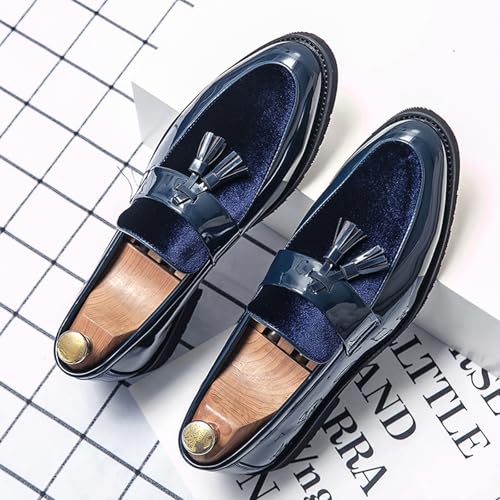 Men's Suede Chunky Heel Penny Loafers Classic Tassel Non-Slip Slip-On Business Wedding Formal Shoes Work Party Luxury Shoes2