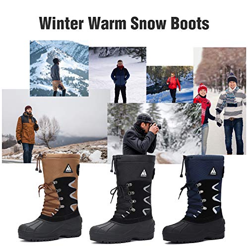 Men's Winter Boots Warm Mid Calf Snow Bootie Windproof Waterproof Outdoor Shoes Us 7 Men Blue #TOP6