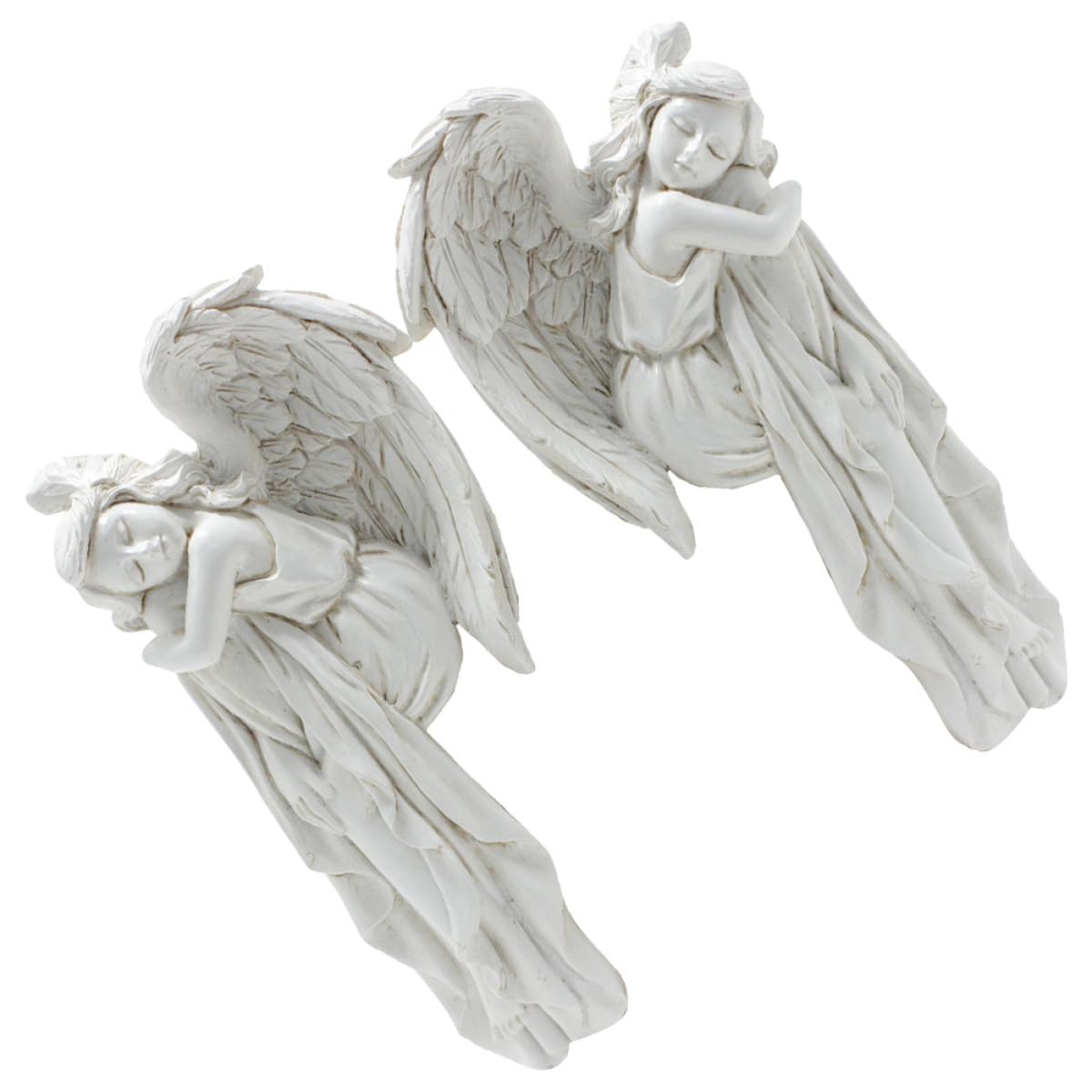 FRCOLOR Angelo Accogliente Classico Resina Bianca Stile Atmosfera e Decorazione 2 Statue per Angoli Porte Finestre