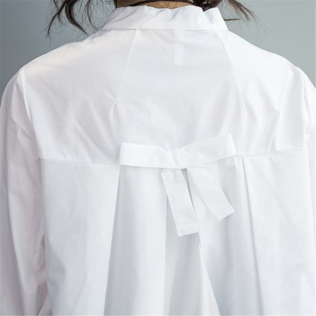 Dninmim Camicia da donna con bottoni a maniche lunghe oversize allentato casual con fiocco