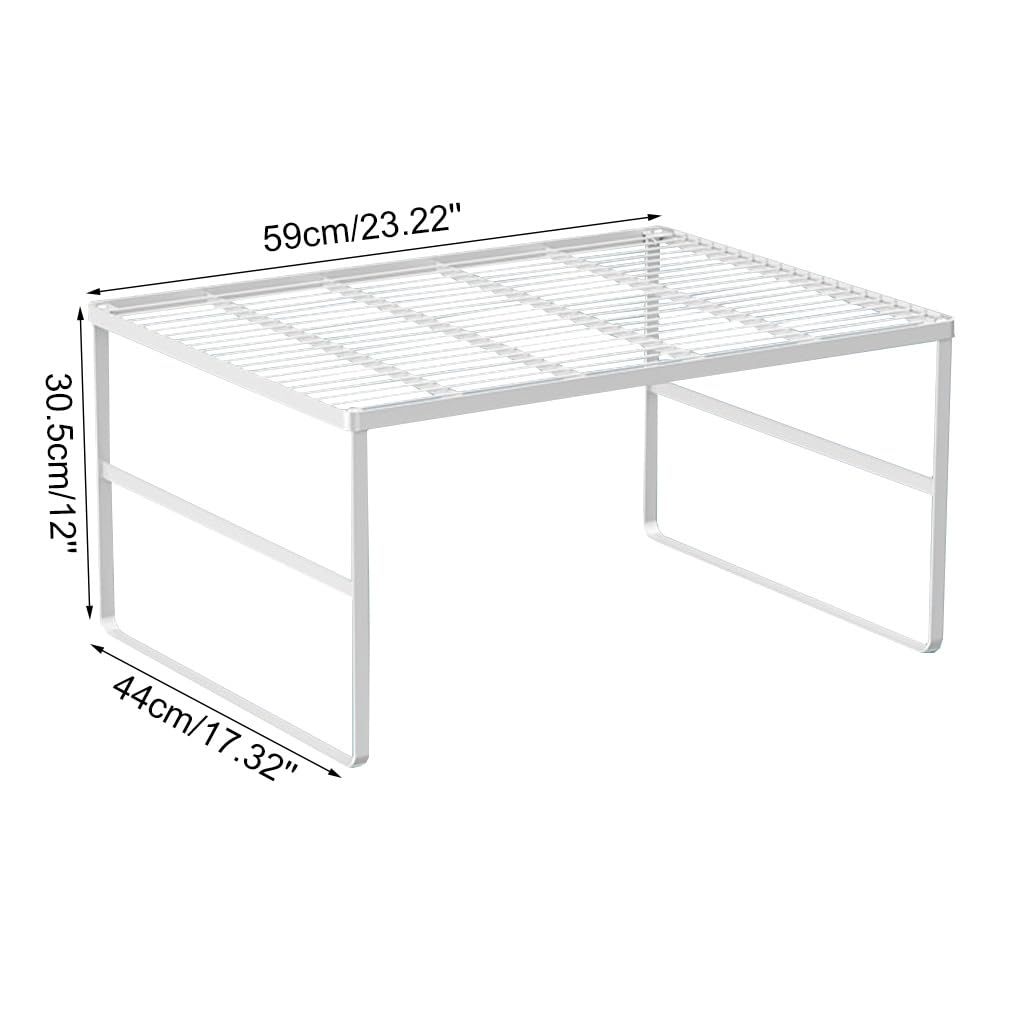 Küchenschrank, Aufbewahrungsregal, stapelbar, Draht, Gewürzregal, Organizer, robust, platzsparend für Badezimmer, Schlafzimmer, Schrank, Waschküche, Büro, Arbeitsplatte, Weiß, 1 Stück