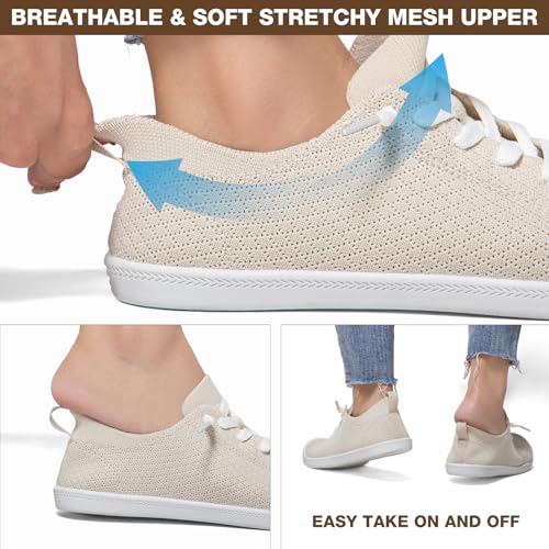 Women’s Low top Slip On Arch Support Loafer, Soft Comfort Casual Barefoot Walking Shoes,Breathable Stretchy Mesh Lightweight Non-Slip Fashion Sneakers4