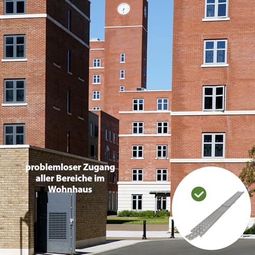 TRUTZHOLM Treppenrampe Auffahrschiene 150-270 cm verstellbar Alu grau Rampe für E-Bike Fahrrad