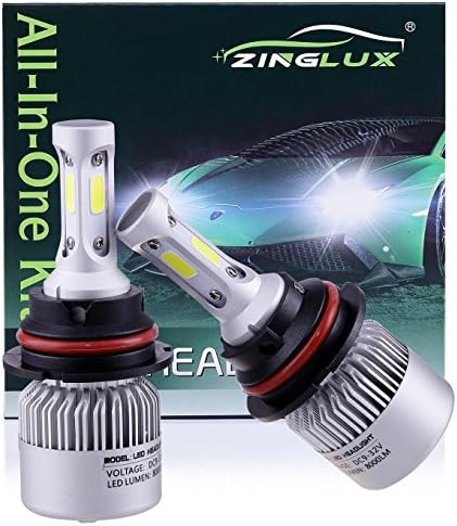 ZX2 9004 HB1 8000LM LED High Low Dual Beam Headlight Conversion Kit,High Low Beam in One Bulb,for Replacing Halogen Headlamp All-in-One Conversion Kits,COB Technology,6500K Xenon White, 1 Pair