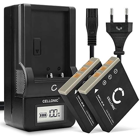 CELLONIC 2X Kamera Ersatzakku D-LI8 D-LI85 für Pentax Optio S6 S7 S5i S5z S5n S4 S4i S SV SVi WP WPi W10 W20 A10 A20 A30 A36, Ersatz Akku 750mAh + Ladegerät Kameraakku Akkuladegerät Auflader Cover