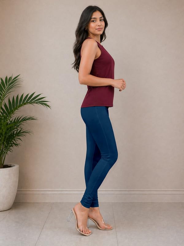 Image of TRENDMALLS Women's Microfiber Elastane Stretch Soft Churidar Length Leggings with Ultrasoft Waistband