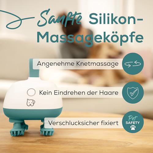 Love Your Pet by beurer Massagegerät Buddy für Hunde und Katzen, entspannende Kopfmassage und Körpermassage für Haustiere, Anti-Stress-Massage, besonders leise, Silikon-Massageaufsätze, mit Akku