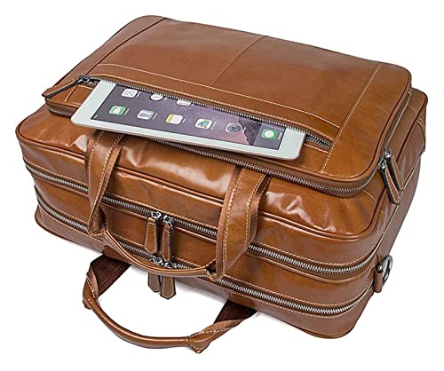 Classic Vintage Leather Expandable Double Compartments Business Briefcase Large 15.6Inch Laptop Shoulder Bag Office2
