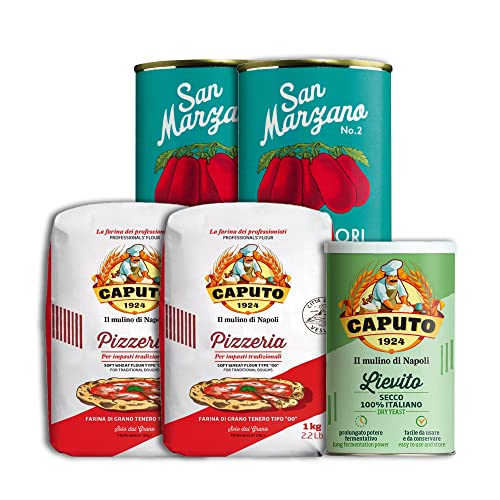 Fuduu.de - Pizza Spar Set | Caputo Pizzeria Pizzamehl | San Marzano Tomaten | italienische Kräuter & passende Rezepte für original neapolitanische Pizza - Set 'Starter“ - mit Hefe