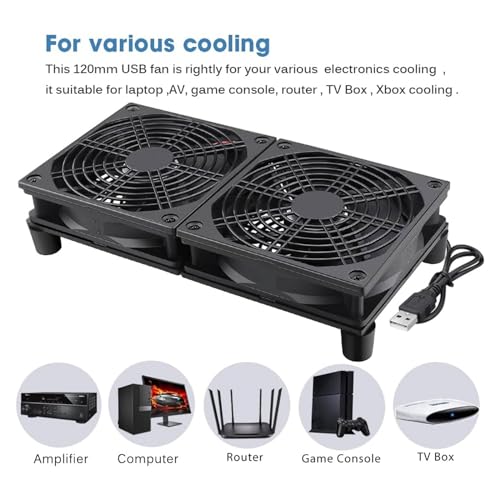 Ventilateur d'ordinateur USB double 12 cm pour refroidir les box internet et PC - 6