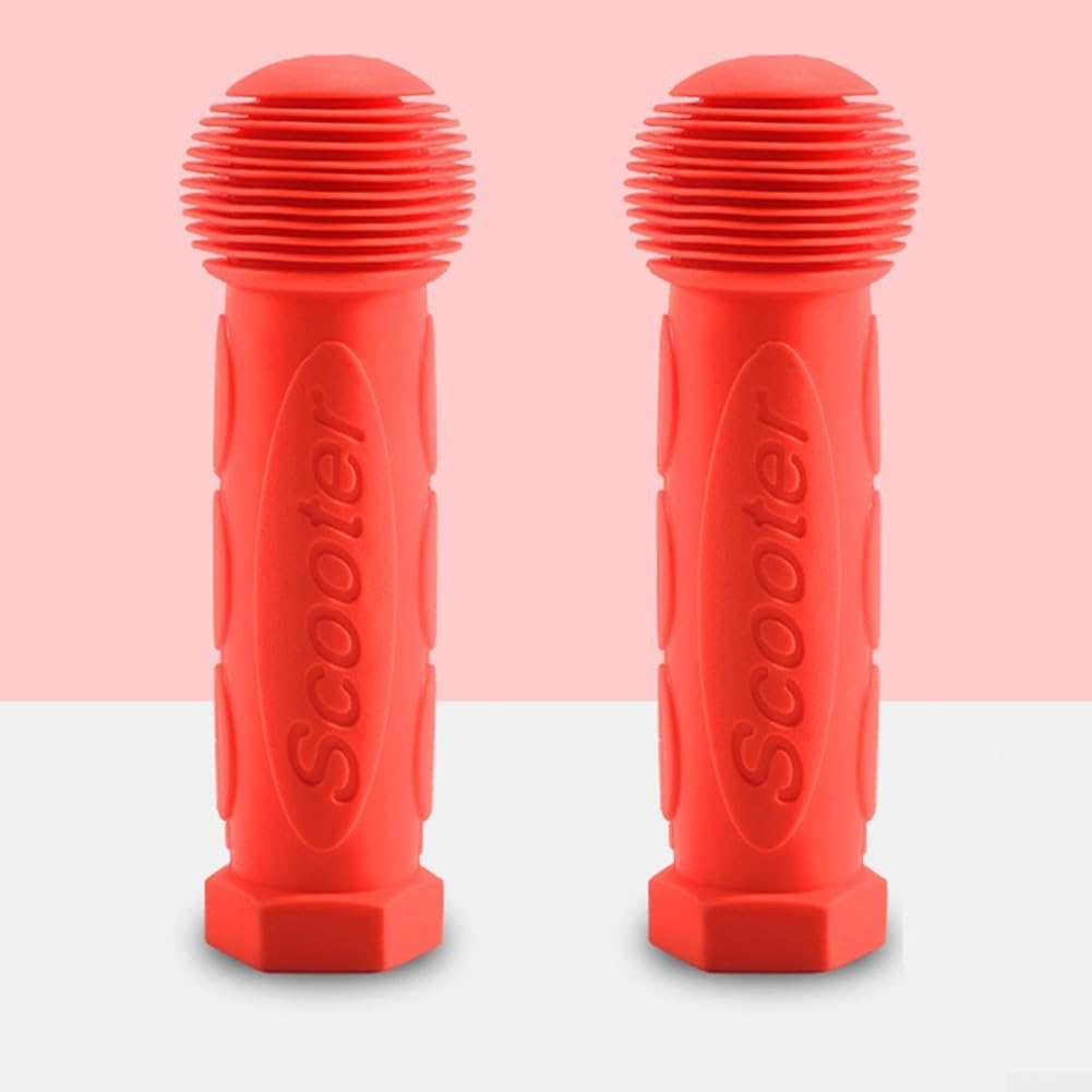 Yhenlovtt Kids Bike Grips Non Slip Rubber Handlebar Covers for Children Bicycle and Scooter Soft Touch Handgrips Colourful Replacement Parts(red)