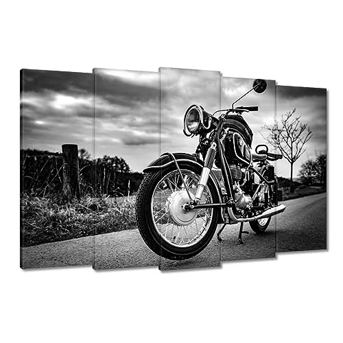 Toile décoration murale 150 x 95 cm grand format avec tableau peinture imprimée moto classique